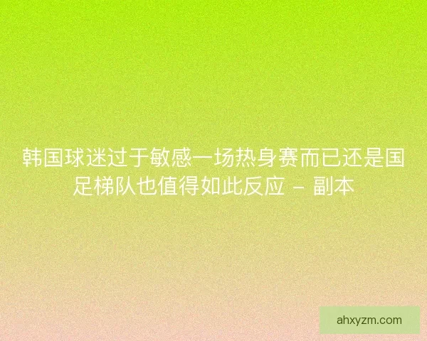 韩国球迷过于敏感一场热身赛而已还是国足梯队也值得如此反应 - 副本